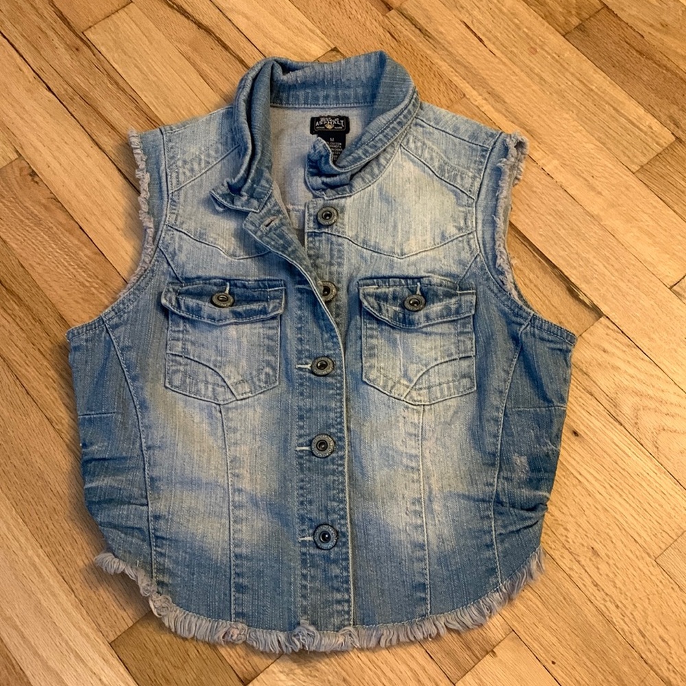 Blue Asphalt Distressed Denim Vest